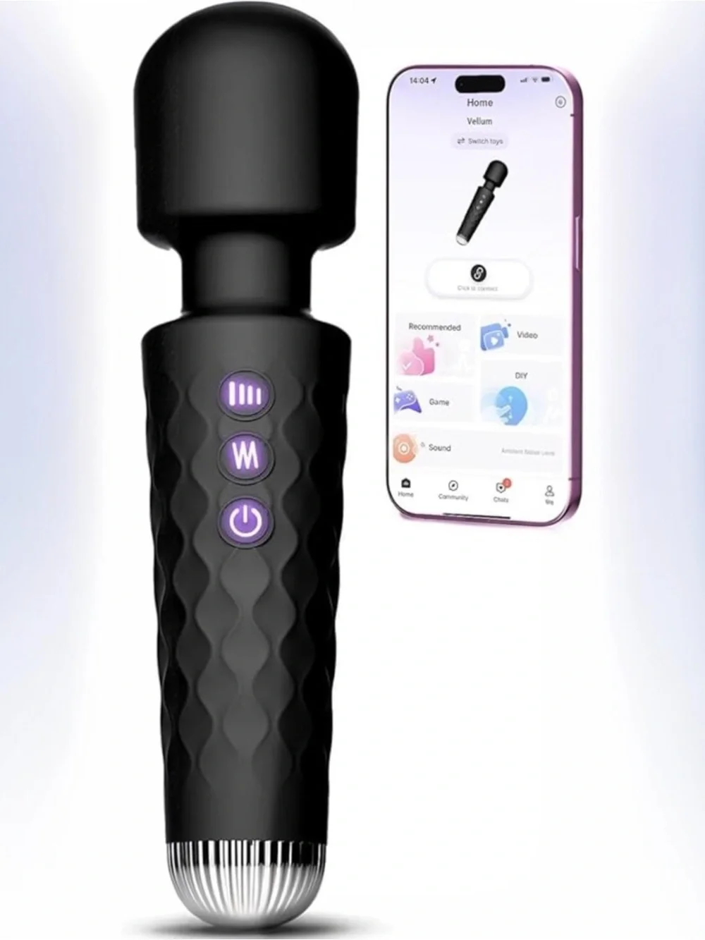 Black Massage Wand: Multi Vibration Modes, App & Waterproof. SEALED/NEW